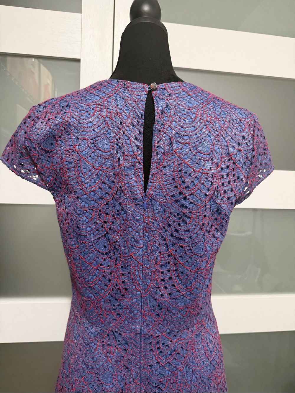 Banana Republic Lace Asymmetric Cap Sleeve Dress Purple - Picture 9 of 12